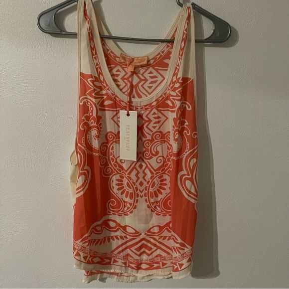 NWT PeachPuff Tank  Peach Color boho print size medium - Picture 7 of 7